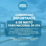 UISE INFORMA LOS ALCANCES DEL PARO NACIONAL DE UTA